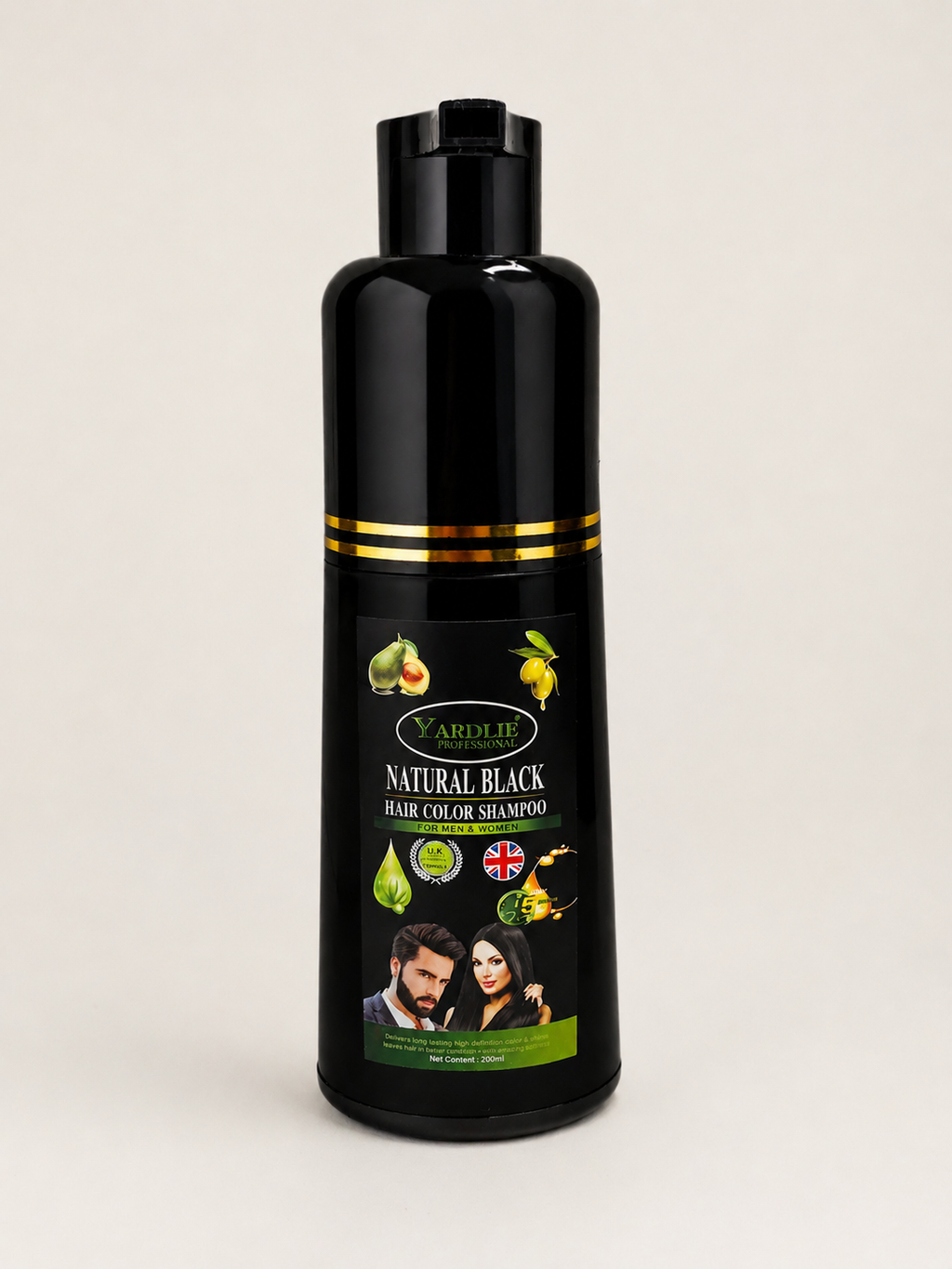 Yardlie Professional Natural Black Hair Color Shampoo for Men & Women – 200ml