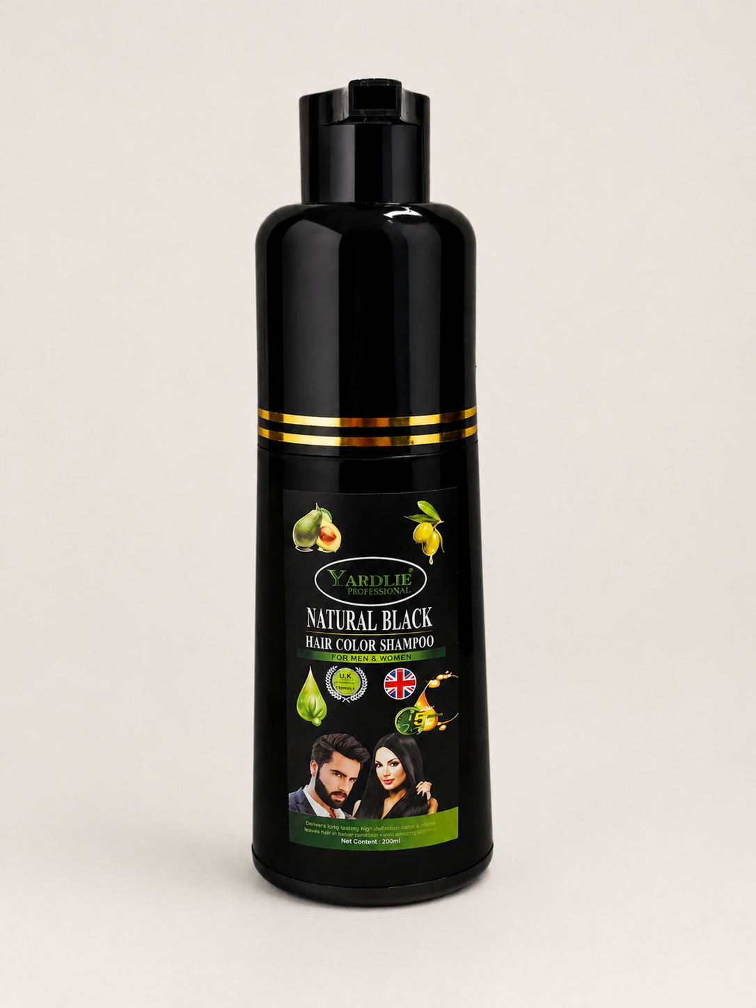 Yardlie Professional Natural Black Hair Color Shampoo for Men & Women – 200ml