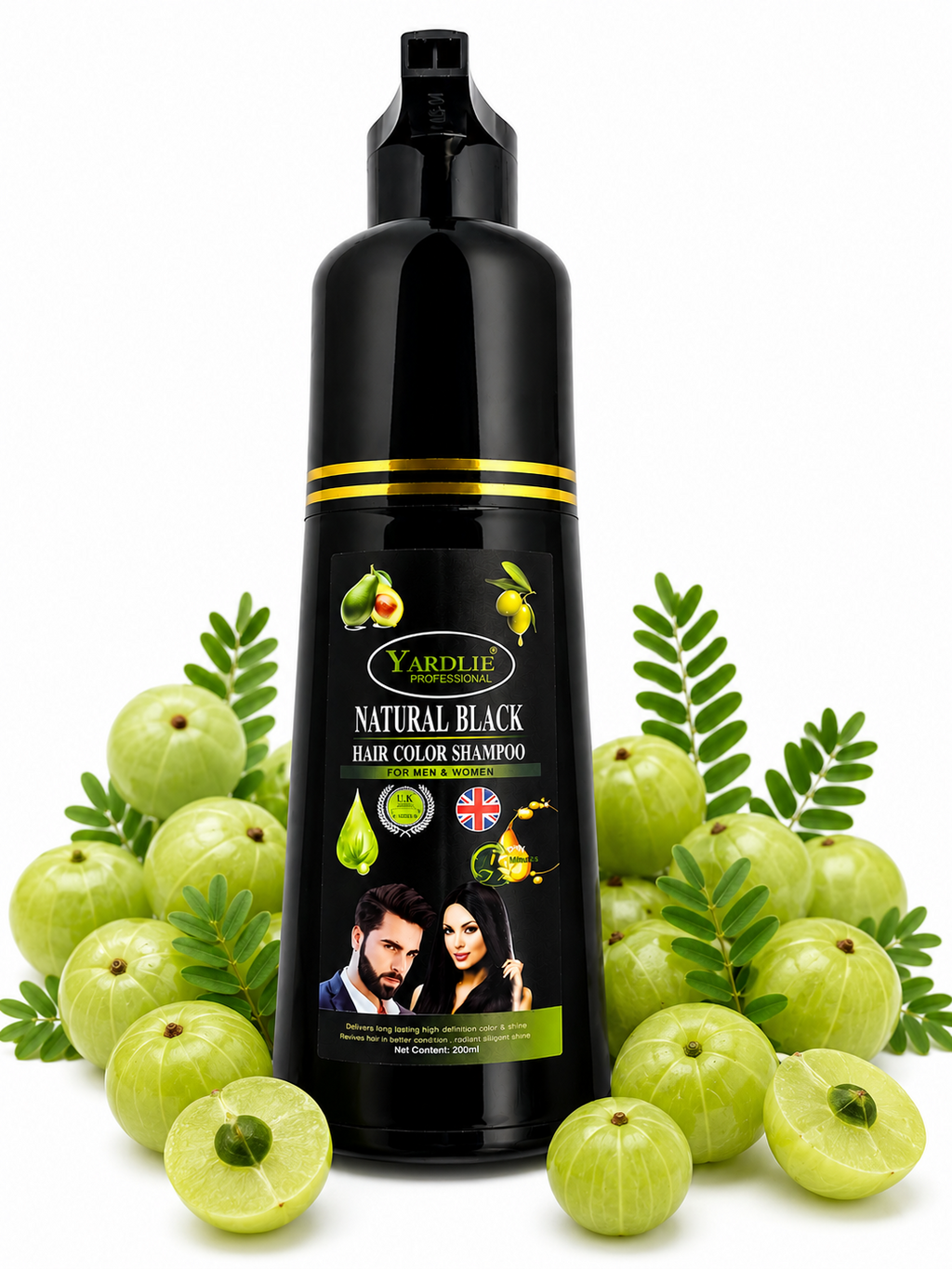 Yardlie Professional Natural Black Hair Color Shampoo for Men & Women – 200ml