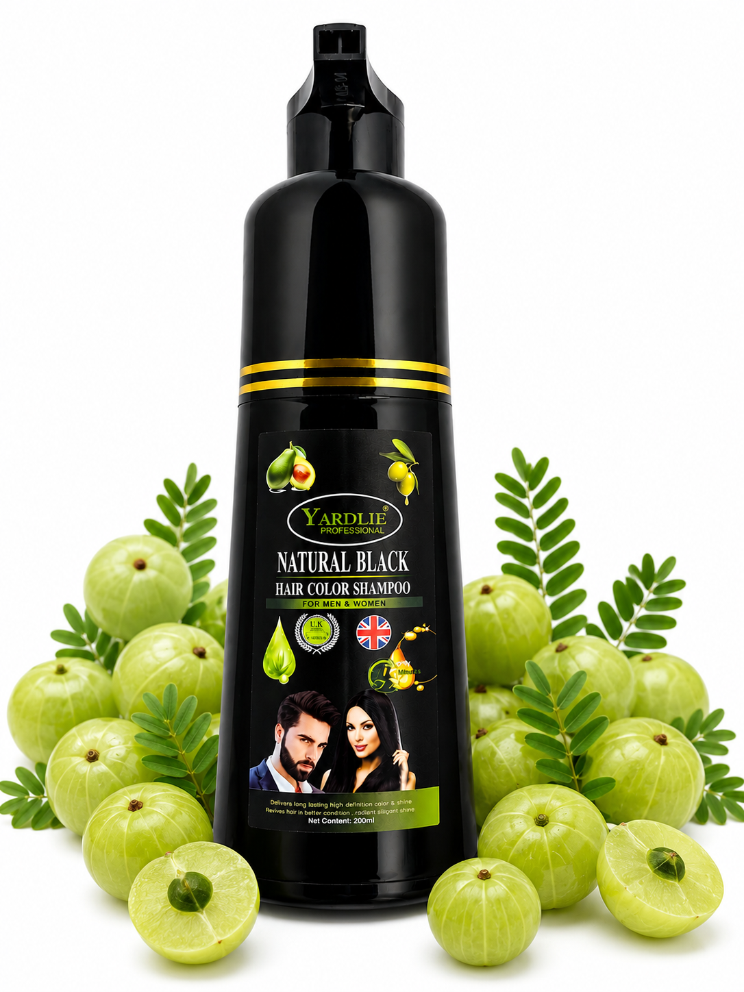 Yardlie Professional Natural Black Hair Color Shampoo for Men & Women – 200ml