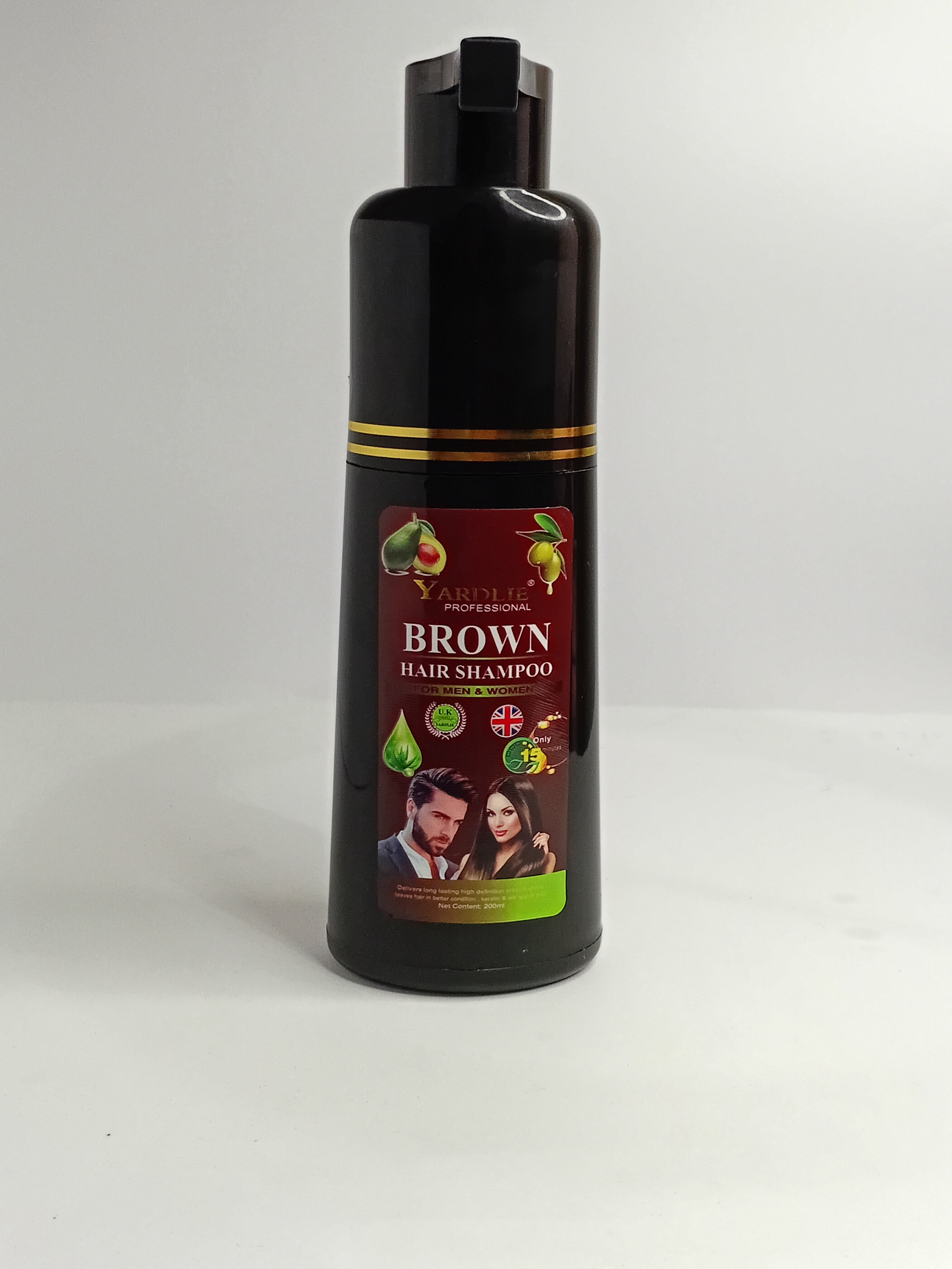 Yardlie Professional Dark Brown Hair Shampoo | Long Lasting Hair Color | 200ml | For Men & Women