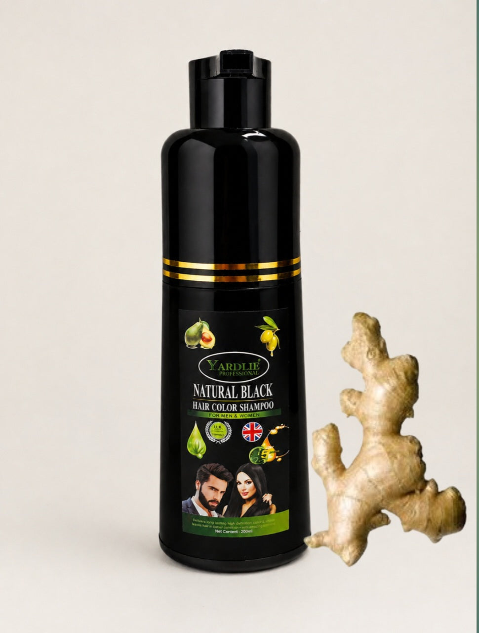 Yardlie Professional Natural Black Hair Color Shampoo for Men & Women – 200ml